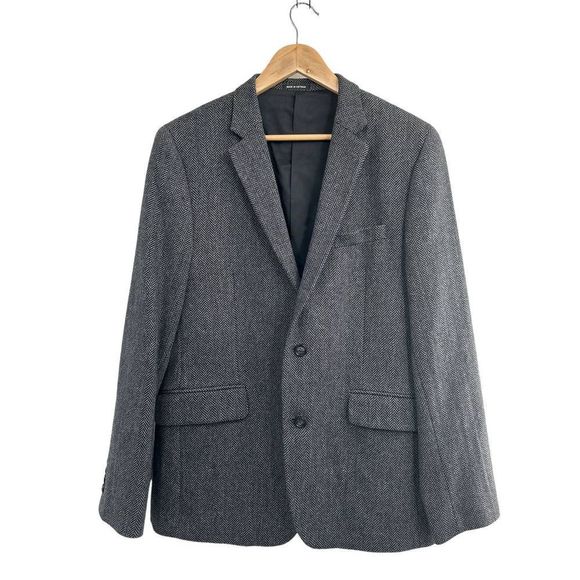 Claiborne Gray Herringbone Wool Blend Blazer‎ Jacket 42R - Picture 1 of 9